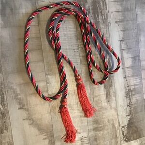Vintage Red/Green/Gold braided rope with tassels